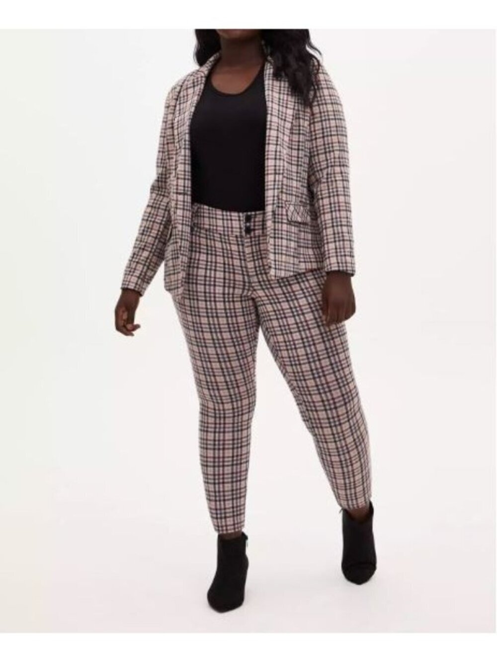 Torrid Pants Womens 20 Plaid Ankle Skinny Ponte Knit Mid Rise Work Career